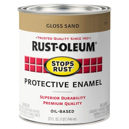 Rust-Oleum Interior/Exterior Paint, Gloss, Sand, 1 qt 7771502