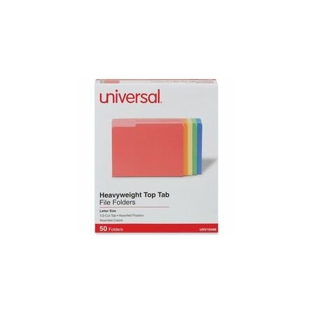 Universal File Folder 9-5/8" x 11-3/4", 1/3-Cut Tab, Assorted Colors, 50PK 16466