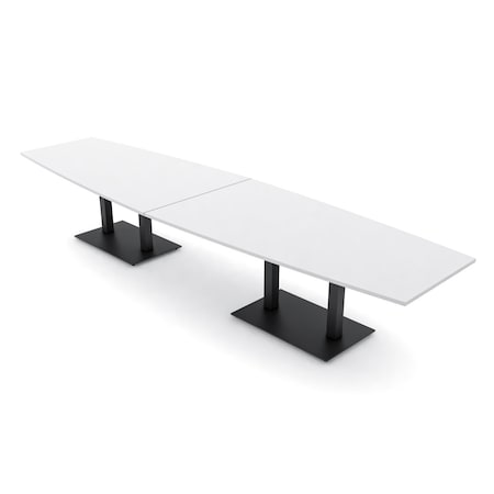 Skutchi Designs Boat Conference Table With Power, 48 in W, 168 in L, White HAR-BOT-48x168-DOU.BK-W960-NA