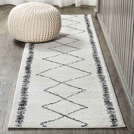Jonathan Y Zaina Moroccan Beni Souk Cream/Black 2 ft. x 8 ft. Runner Rug MOH203A-28