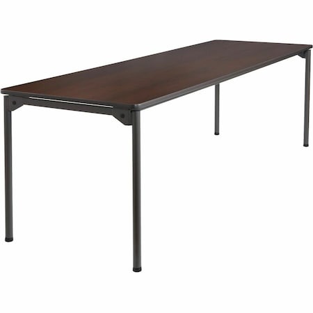 Iceberg Maxx Legroom Folding Table, Walnut Top, Charcoal Frame, 30 in W x 96 in L x 29.5 in H 65834