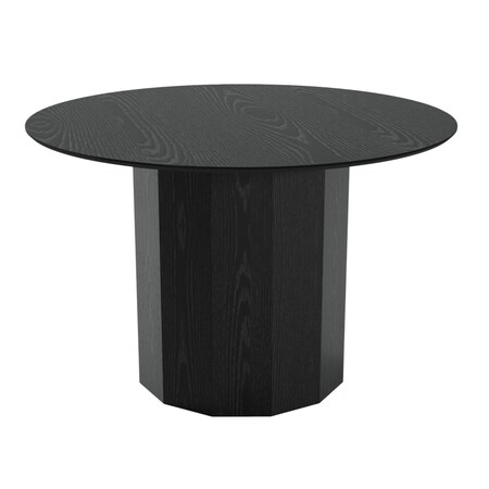 Homeroots 46" Black Solid Wood Pedestal Base Round Top Dining Table 721048