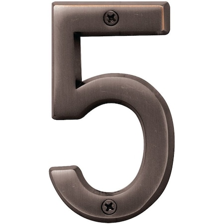 Hy-Ko Prestige Series House Number, Character: 5, 4 in H Character, Bronze Character, Solid Brass BR-42OWB/5