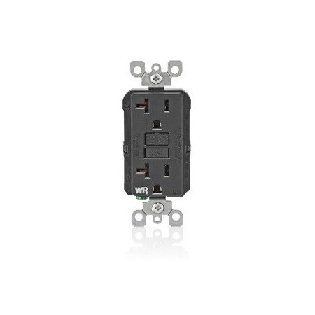 Leviton Self-Test GFCI Receptacle, Weather Resistant Duplex, 20 Amp, 125 Volt, 5-20R NEMA GFWR2-E