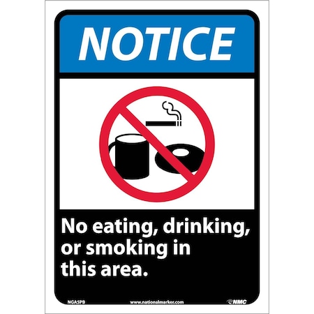 Nmc Notice No Eating Drinking Or Smoking In This Area Sign, NGA5PB NGA5PB