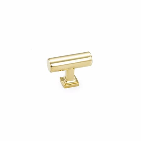 Schaub 1-5/8in Haniburton Cabinet T Knob Unlacquered Brass Finish 473-UNBR