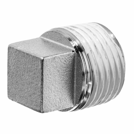 Zoro Select Square Head Plug, 2 in, 316 Stainless Steel, Class 150, MNPT, Thread Sealant ZUSA-PF-7058