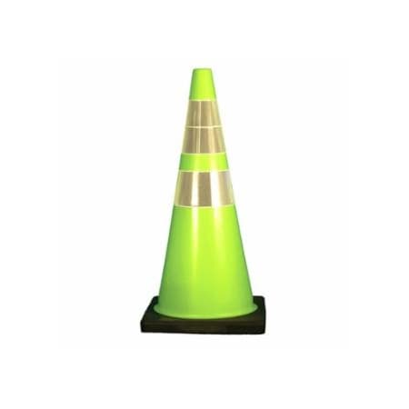 Cortina Safety Products DW Series Traffic Cone, 28 in H, 7 lb PVC, Lime/Black Base, Reflective Collar 831-03-500-68