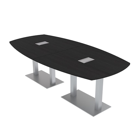 Skutchi Designs Arc Boat Conference Table, 45 in W, 96 in L, Black HAR-ABOT-48x96-DOU-U999T19-ESIL