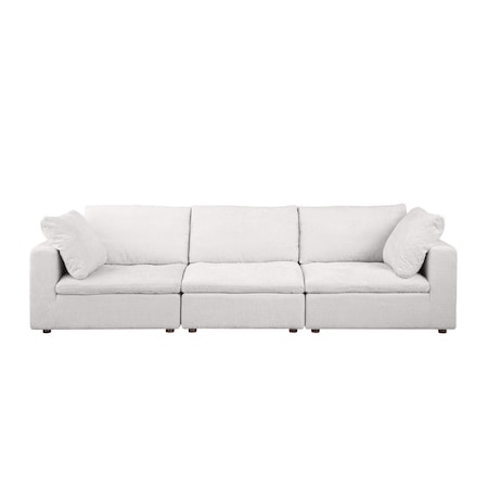 Homeroots 122" Pearl Fabric Reclining Sofa 720408