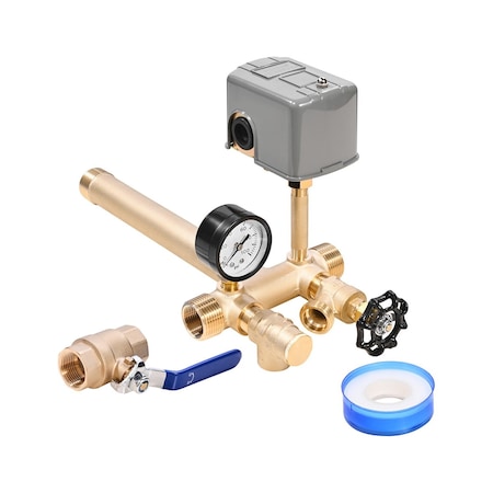 Vevor 1 inx11 in Well Pressure Tank Tee Kit 30/50PSI Pressure Switch 1 in Gate Valve SS3058