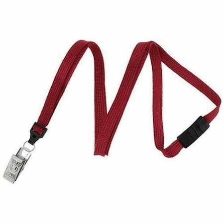 Brady LANYARD STANDARD, RED, 3/8in, FLAT WOVEN BREAK-AWAY LANYARD W/NICKEL PLATED STEEL BULLDOGCLIP 2137-6006