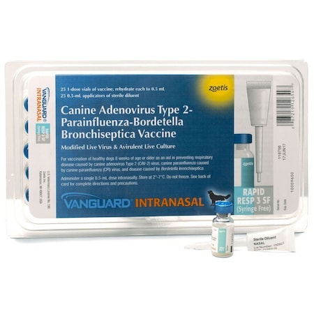 Zoetis Vanguard, Intranasal, Rapid Resp 3 Vaccine, Modified Live Virus, Avirulent Culture, 0.5mL, 25PK 062153