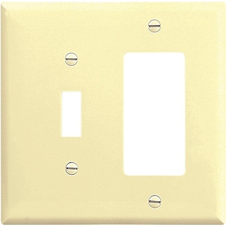 Eaton Wiring Devices Combination Wallplate, 4-1/2 in L, 4-9/16 in W, 2 -Gang, Thermoset, Ivory 2153V-BOX