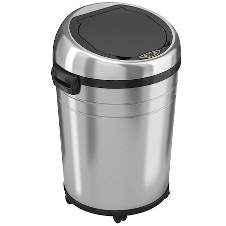 Hls Commercial 18 gal Round Indoor Metal Can, Silver, Touchless Sensor Lid, Stainless Steel, 17.5 in HLS18RC