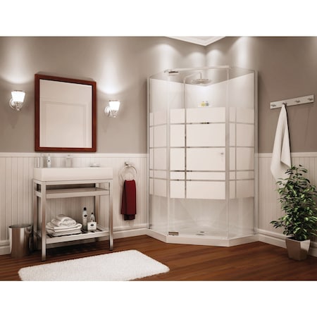 Maax Begonia 36''Lx36''Dx74'' H Center Corner Shower Kit in Wht with Frameless Door in Chrome 105618-000-129-102