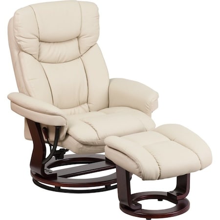 Flash Furniture Beige LeatherSoft Swivel Recliner & Curved Ottoman BT-7821-BGE-GG