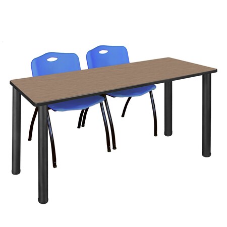 Regency Kee Training Table W/ 2 M Stack Chairs, 72 in W, 24 in L, Noble Oak MT7224NOBPBK47BE