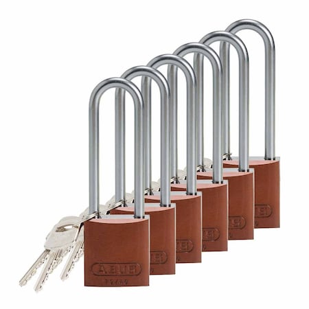 Brady Standard Key Retain Lockout Aluminum Padlock 3in Aluminum Shackle KD Brown 6PK 123290