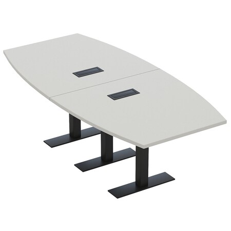 Skutchi Designs 8ft Conference Table With Power Unit | 8 Person Modular Boat Meeting Table | Harmony Series HAR-BOT-48X96-T.BK-U779-EBLK