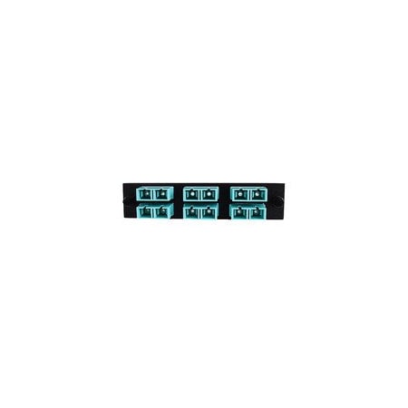 Cable Wholesale LGX Compatible Adapter Plate featuring a Bank of 6 Multimode Duplex SC Connectors in Aqua for OM3 68F3-20060