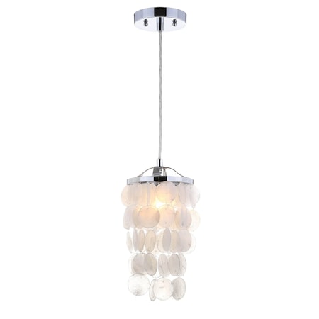 Jonathan Y Cayla 7" Seashell LED Pendant, White/Chrome JYL9002A