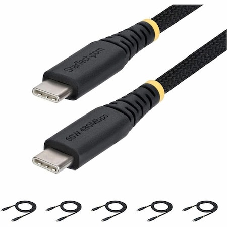 Startech.Com 5-PACK 3FT (91CM) USB-C CHARGING CABLE, 60W (3A) PD, DUAL-LAYER BRAIDED NYLON/TP USB2CC3FNCBR5PK