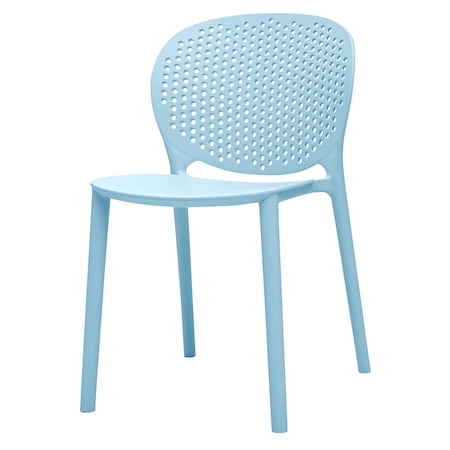 Homeroots Set Of Four Aqua Blue Heavy Duty Plastic Juvenile Chairs, 4PK 554668
