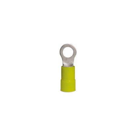 Gb Ring Terminal, 600 V, 4 AWG Wire, 1/2 in Stud, Vinyl Insulation, Yellow, 4PK 14-099