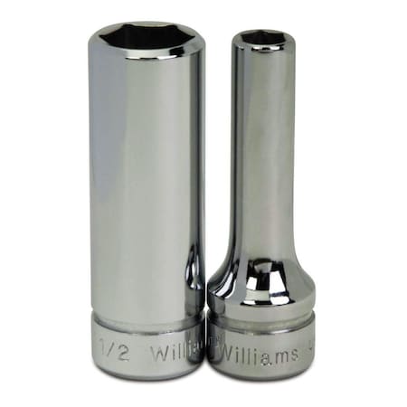 Williams 3/8" Drive, 7mm Metric Socket, 6 Points, Deep 3/8" D, 6Pt, 7mm JHWBMD-607
