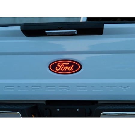 Putco Emblems, Licensed FORD Logo; Red LED; Tailgate; Black; IP69K Rated; Plug And 92752