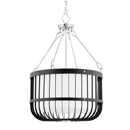 Hudson Valley Lighting Becki Owens X Landon 4 Light Lantern 21 In. Polished Nickel/Black BKO303-PN/BK