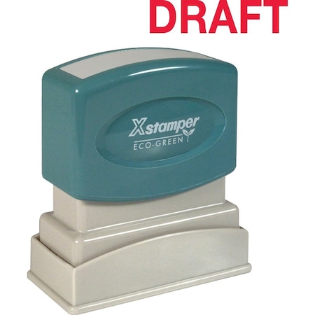 Xstamper Eco-Green Title Message Stamp- DRAFT- Pre-Inked-Re-Inkable- Red 1360