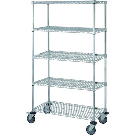 Quantum Storage Systems WIRE 4 SHELF MOBILE CART WITH TIE BAR/RIGID CASTERS M2460C46-24TB-RG