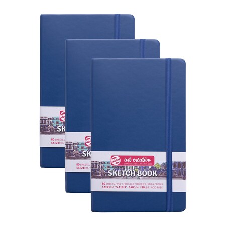 Talens Art Creation Sketchbook, 80 Sheets, 90lbs, Navy Blue Cover, 5.1'' x 8.3'', 3PK 9314232M