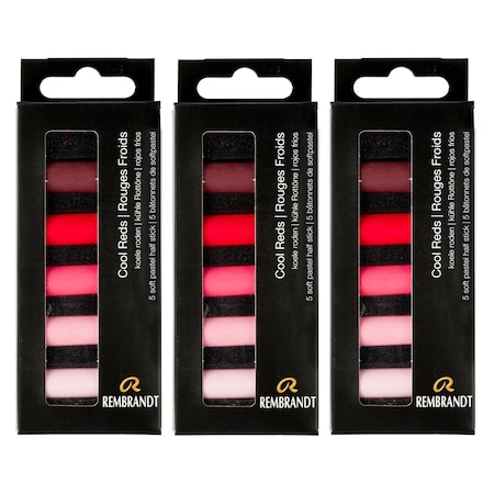 Rembrandt Soft Pastels Micro Sets, Cool Reds Per Set, 5 Half Sticks, 3 Sets, 3PK 31820503