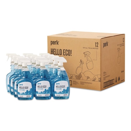 Perk Hello Eco Glass Cleaner, 32 oz Spray Bottle, 12PK SEB61032RTU