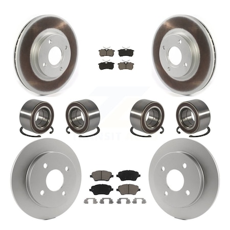 Transit Auto Front Rear Bearing Coated Disc Brake Rotor & Pads Kit 10Pc For 2014-2018 Ford Fiesta ST KBB-129316