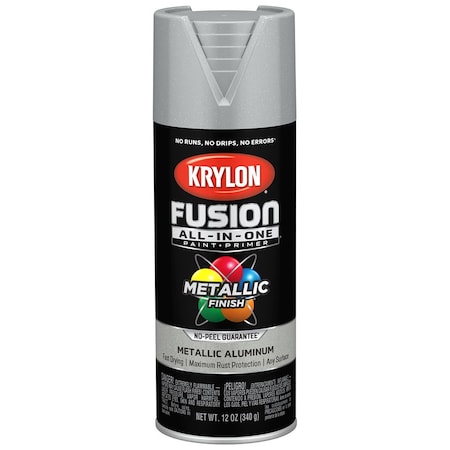 Krylon 12 Oz K02766007 Aluminum Fusion All-In-One Paint & Primer Spray Paint, Metallic K02700007
