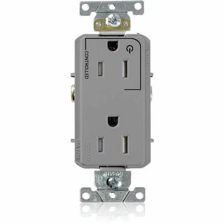 Leviton Dec Plus Dup 15A 125V TR 1Mrk-Ctrl Gry TDR15-S1G