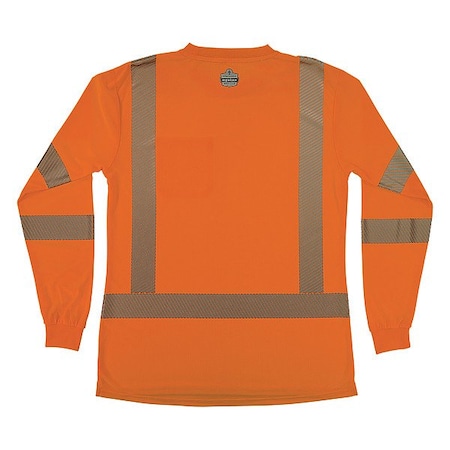 Ergodyne Hi-Vis Shirt, 3XL, Orange, Long Sleeve 22367