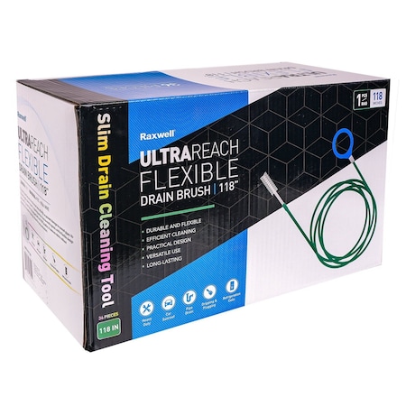 Raxwell UltraReach Flexible Drain Brush, 118", 36PK RJT1300