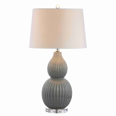 Jonathan Y Thatcher 28.3 in. Contemporary Transitional Ceramic LED Table Lamp, Gray JYL8019B