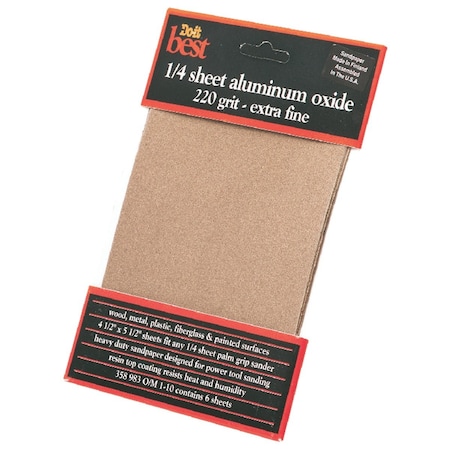 Do It Best 220 Grit 1/4 Sheet Power Sanding Sheet, 6PK 358983