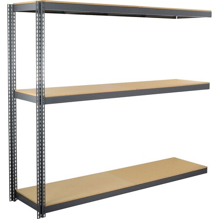 Global Industrial 3 Shelf, Standard Duty Boltless Shelving, Add On, 96"W x 30"D x 72"H, Wood Deck B3171192