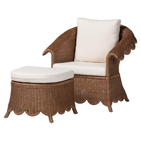 Bali & Pari Detta Natural Rattan Chair and Ottoman Set 263-14482-14483-ZORO