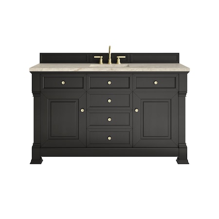 James Martin Vanities Brookfield 60" Single Vanity, Black Onyx, w/ 3 CM Tajnar Eclos Top 547-V60S-BKO-3TJR