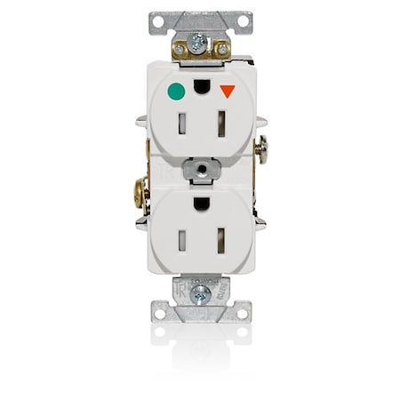 Leviton IG Dup Rec 15A 125V TR/HG Wht T8200-IGW