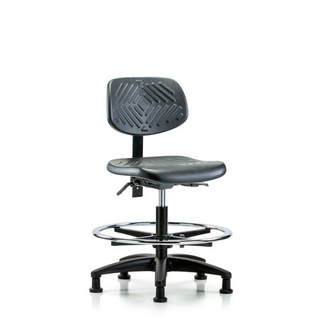 Blue Ridge Ergonomics Chair, Poly, Med Bench, Tilt CF Glides, No Arms, 19-1/2" to 27-1/2" Height, Black; Blue BR-PMBCH-RG-T1-A0-CF-RG