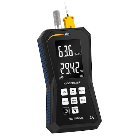 Pce Instruments Temp-humidity logger with +/-0.9 deg F accuracy, Type-K input (-4 to 140 deg F) and 32k log PCE-THD 50S